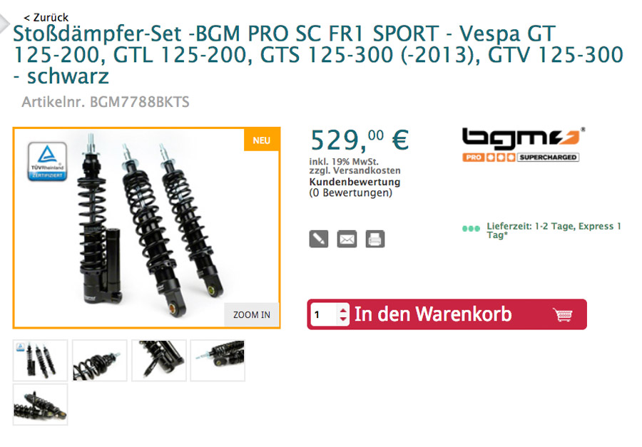 BGM Pro SC SPORT shock absorber -porty- comfortable -adjustable -with TÜV-