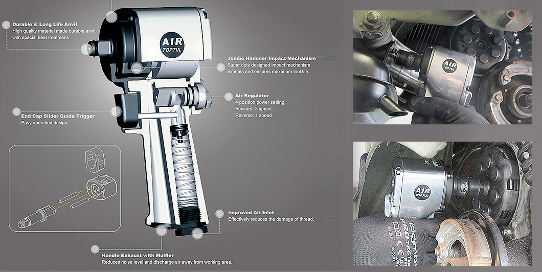 Tool check air impact wrench -TOPTUL 1/2" 678 Nm KAAQ1650