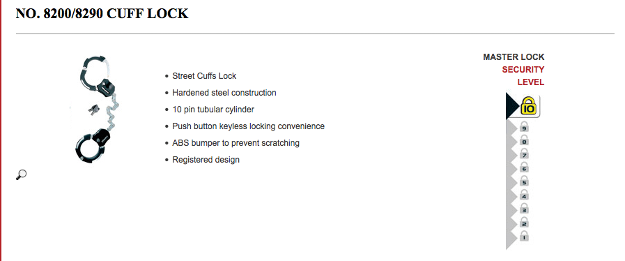 Masterlock Hardened steel cuff lock