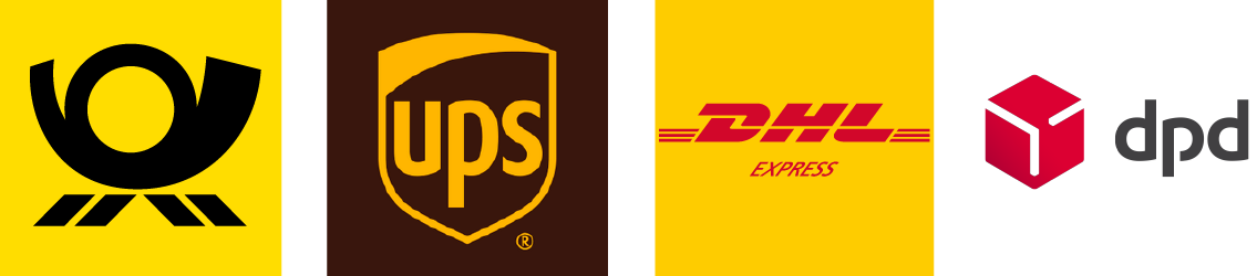 Delivery by DHL, DPD, UPS and EXPRESS