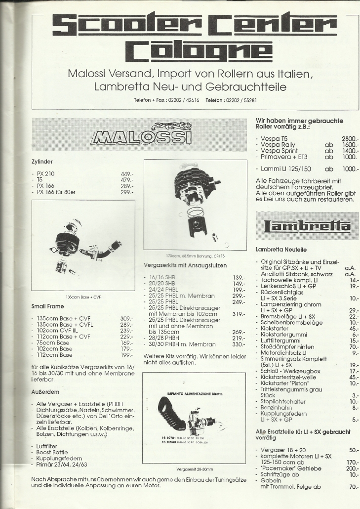 Scooter Center Cologne 1. Werbung Motoretta 1992