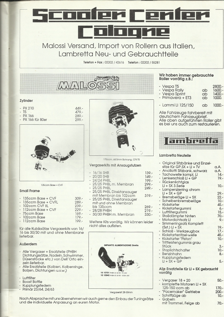 Scooter Center Kolín nad Rýnem 1. Advertising Motoretta 1992