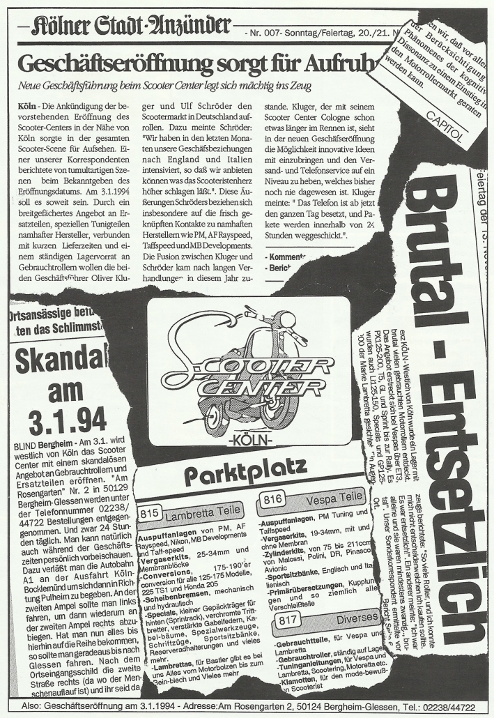 3.1.1994 Reklama Motoretta Scooter Center Otevření obchodu