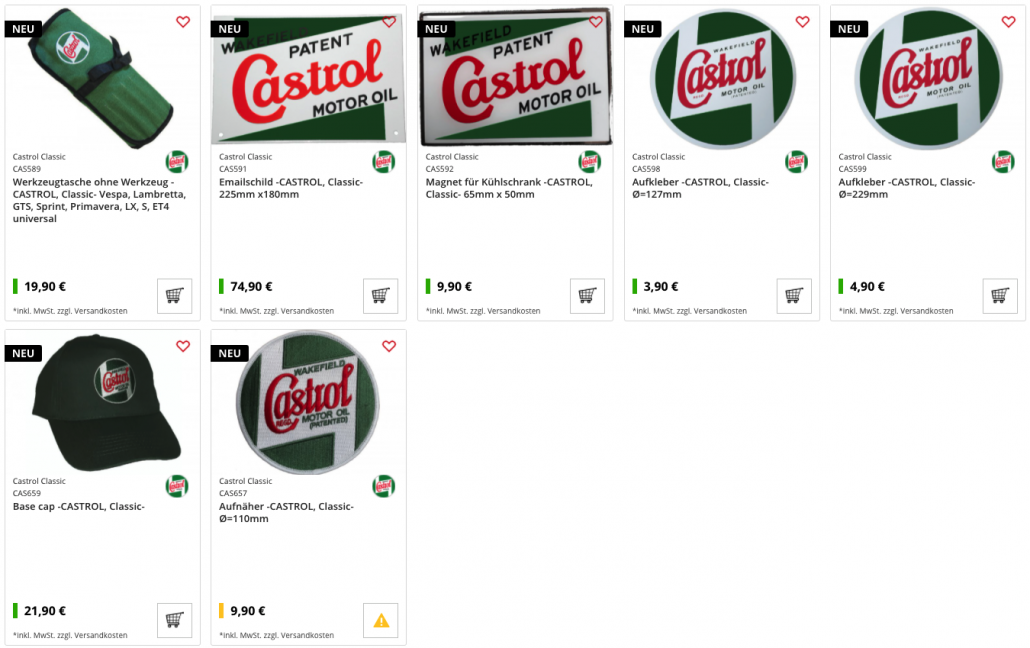 Prodotti Castrol classici