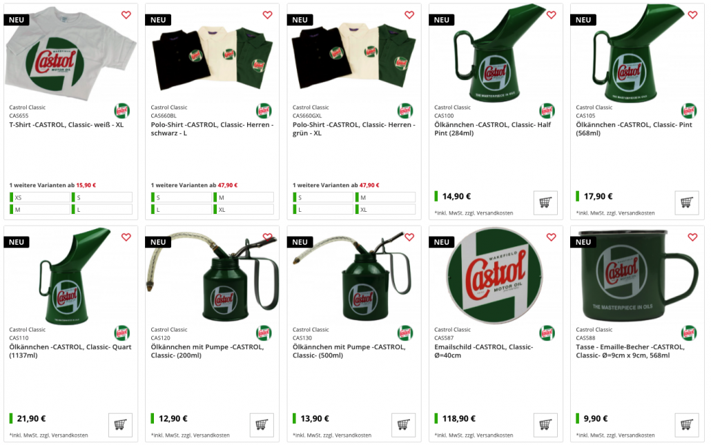 Produits Castrol classiques