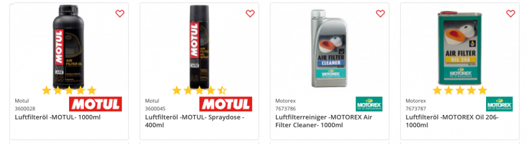 Luftfilter Öl und Reiniger