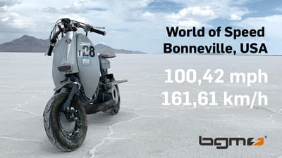 Bonneville - schnellste Lambretta mit bgm PRO SPORT 180km/h Reifen auf Rekordjagd