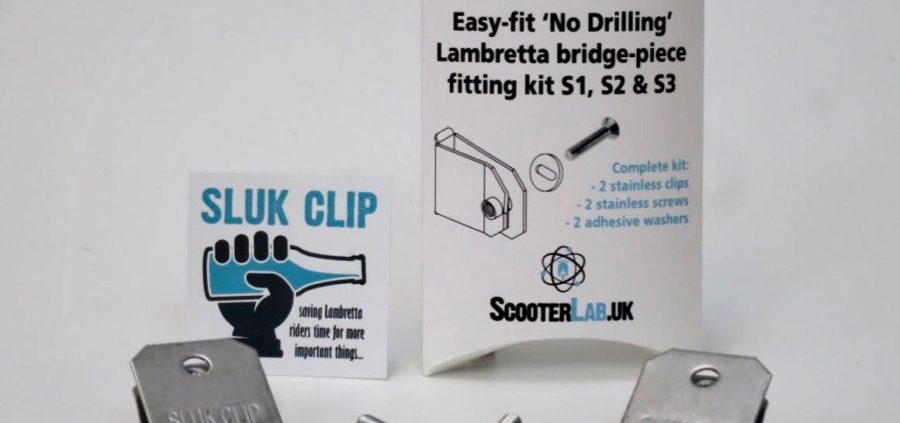 SLUK CLIP - kit de fijación de pieza de puente Lambretta de fácil ajuste (SIN PERFORACIÓN)