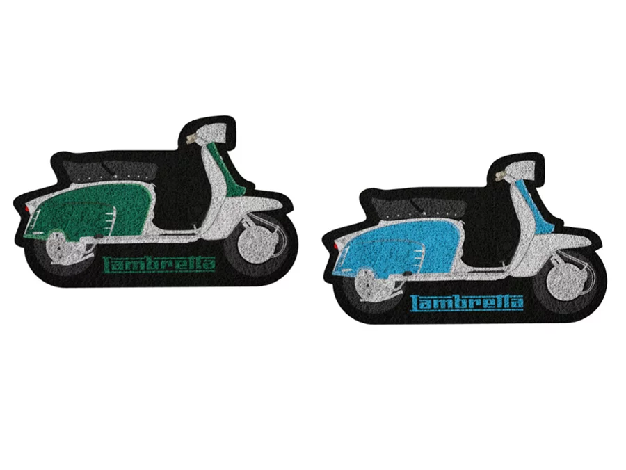 Lambrettaf floor mats from forme in green and blue