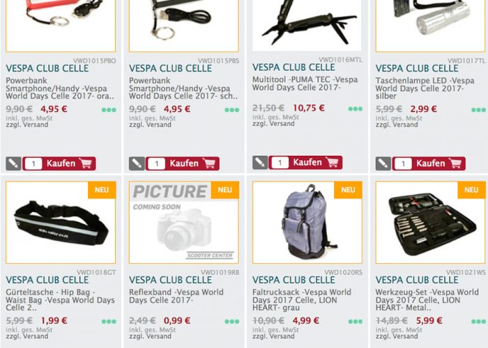 50%  Rabatt – Vespa World Days Merchandise zum halben Preis